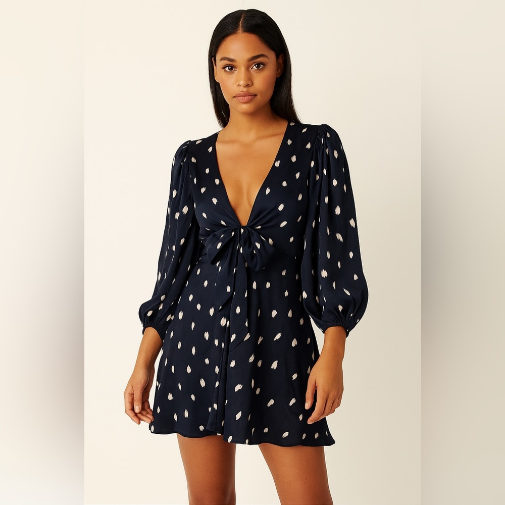 Luxxel Dark Navy and Cream Accent Dress